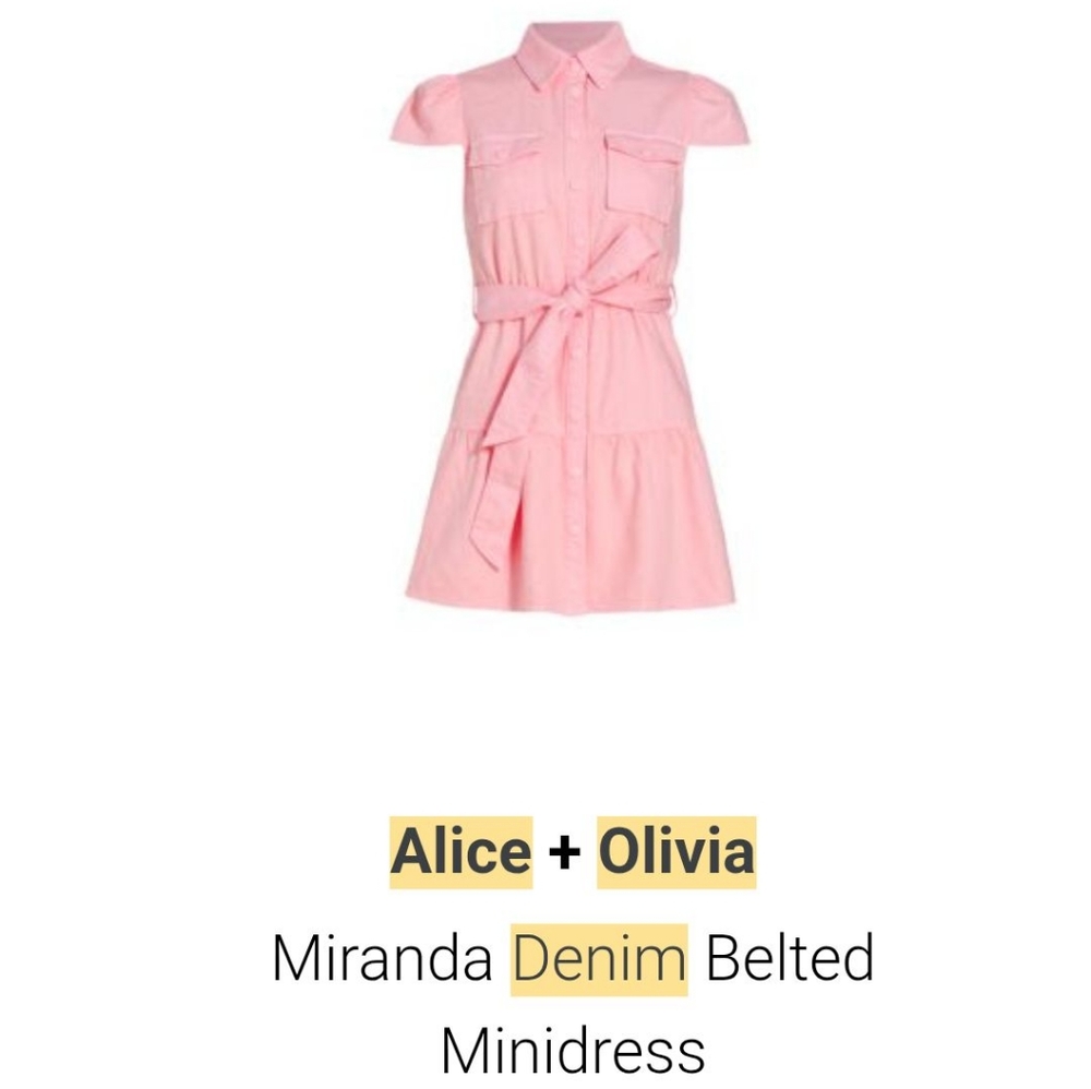 Alice + Olivia Pink Belted Midi Dress